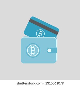 card bitcoin and bitcoin wallet. flat vector illustration