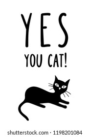 Card with black cat and hand written quote
