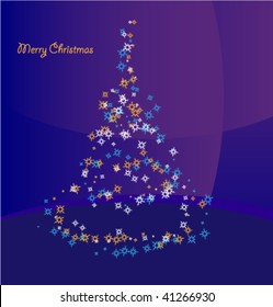 Card with blizzard in the form of Christmas tree