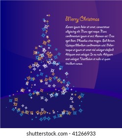 Card with blizzard in the form of Christmas tree