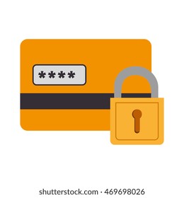 card block lock pin security  credit money pay chip transaction plastic  money vector  isolated and flat illustration