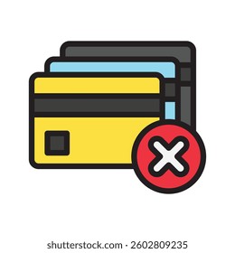 Card Blocking outline color icon, mini illustration. use for economy, business, finance, ecommerce, payment service UI, UX kit, app and web development, digital or print.