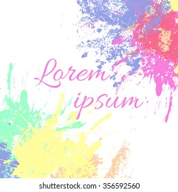 Card with blots on white background with space for your text, vintage pastel colors