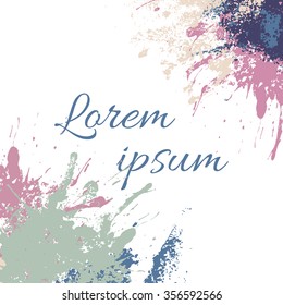 Card with blots on a white background with space for your text.Vintage colors. Vector illustration