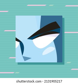 card of blue alien frame