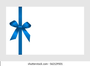 Card With Blue Bow, Has Space For Text On Background. Vector Image.