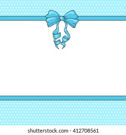 Card with a blue bow. Space for text.