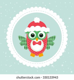 card blue with funny owl