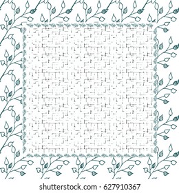 Card with blue  pattern  on an isolated background. Hand drawn