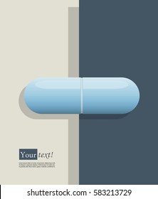 Card with blue pill, vector with depth