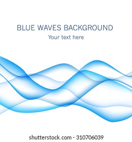 Card with blue waves on background. Vector illustration