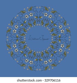 Card with blueberries. Frame. Circle