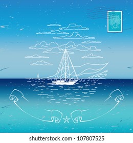 Card with the boat