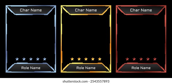 card border game template with modern technology theme and accompanied by silver gold and ruby colors. for game card templates and playing cards