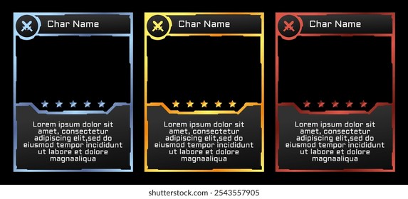 card border game template with modern technology theme and accompanied by silver gold and ruby colors. for game card templates and playing cards