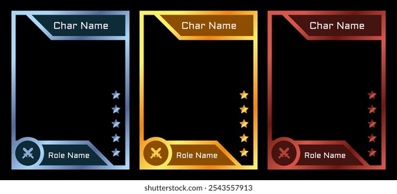 card border game template with modern technology theme and accompanied by silver gold and ruby colors. for game card templates and playing cards