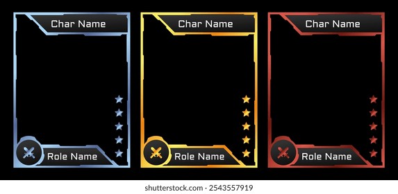 card border game template with modern technology theme and accompanied by silver gold and ruby colors. for game card templates and playing cards