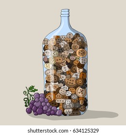 card with bottle and buttons