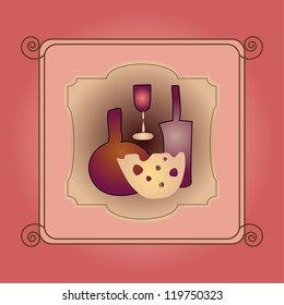 	card with bottles and cheese