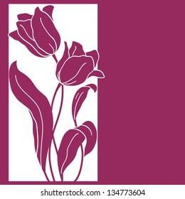 Card with bouquet of two tulips