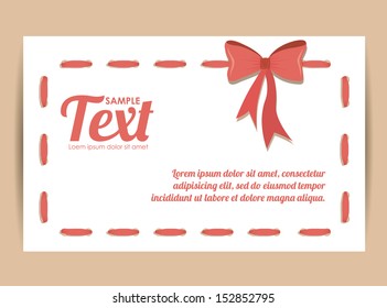 card bow over pink background vector illustration 