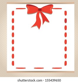 card bow over pink background vector illustration 