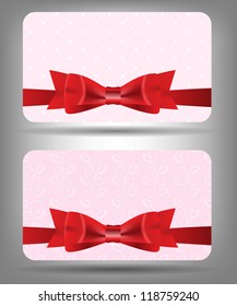 Card with bow and ribbon. Vector illustration
