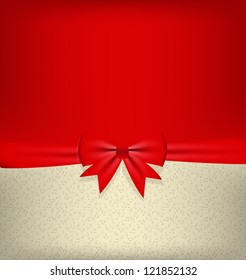 Card with bow and ribbon vector illustration