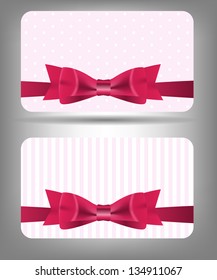 Card with bow and ribbon. Vector illustration