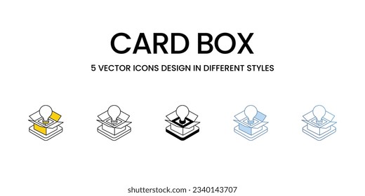 Card Box Icon Design in Five style with Editable Stroke. Line, Solid, Flat Line, Duo Tone Color, and Color Gradient Line. Suitable for Web Page, Mobile App, UI, UX and GUI design.