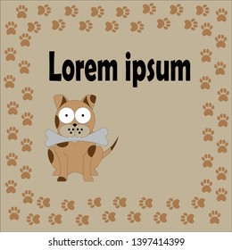Card with brown dog in frame of paws