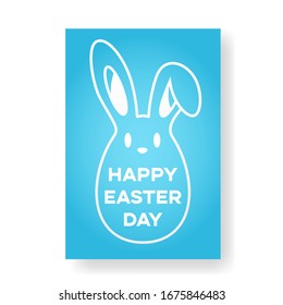 Card with a bunny in form of an egg, Happy Easter Day text, vector