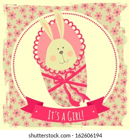 Card with a bunny. It's a girl!