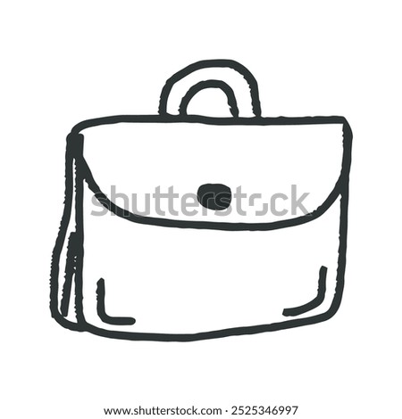 card of business and finance theme with briefcase. Hand drawn doodle illustration. Childish naive vector art