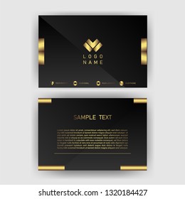 card business template with gold concept modern geometric card black