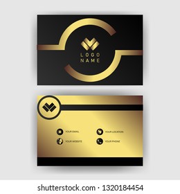 card business template with gold concept modern geometric card black