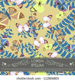 Card with butterfly and flowers
