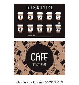 Card buy 9, get 1 free promotion cafe design.