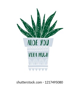 Card cactus pot and succulent in sketch style. Flat drawing element design. Decoration collection plant. Vector illustration.