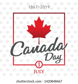 card for Canada Day. Happy Canada Day Typography Design, Canada Maple Leaf 