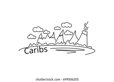 Card of the Caribbean. Vector in color. Postcard for the flyer or mocap. Complimentary ticket.