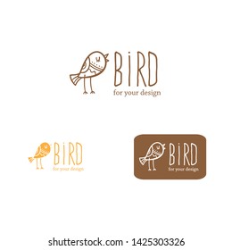 Card with cartoon bird. Vector image.