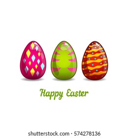 Card with cartoon Easter eggs