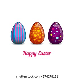 Card with cartoon Easter eggs
