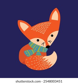 The card with cartoon fox with scarf.