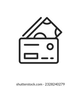 Card and Cash Payment Icon. Vector Linear Editable Sign of Dual Payment Methods Including Card and Cash Transactions. Ideal for Payment methods and money exchange pictogram.