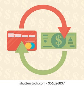 Ã?Â??redit card and cash. Payment methods, cash-out, smart investment, business, cash withdrawal, business, online payment concepts. Flat design.