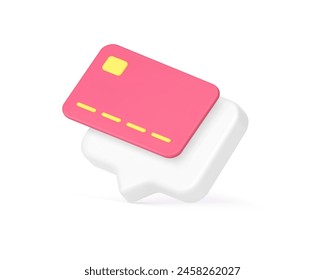 Card cashless e money payment service internet goods purchase quick tips alert 3d icon realistic vector illustration. Internet shopping order commercial business financial online banking account