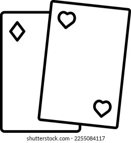 Tarjeta, casino, icono del vector del juego sobre fondo transparente. Tarjeta de esquema, casino, icono del vector del juego