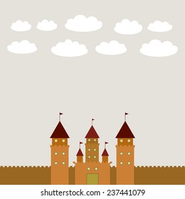 Card With Castle princess fairytale landscape. vector